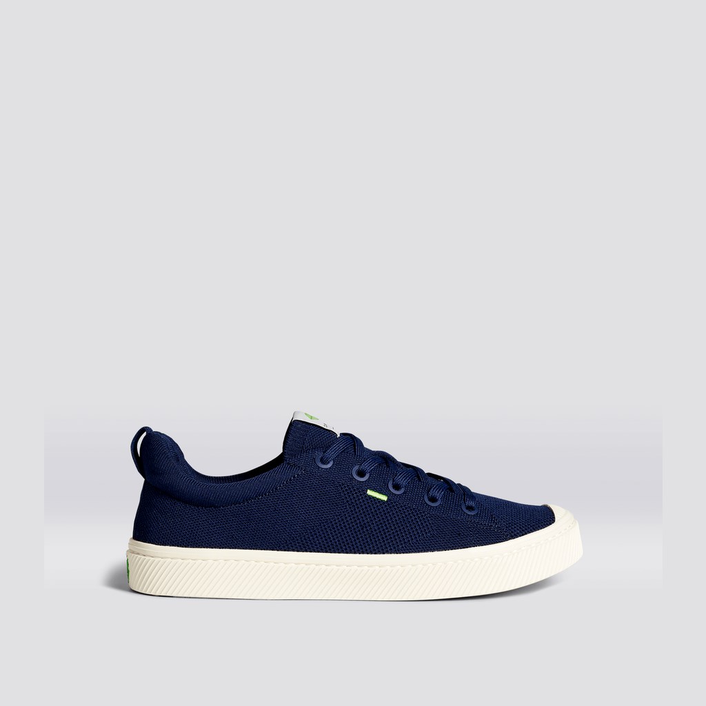 IBI Cariuma Low Top Bamboo Weave Knit Vegan Bleu Marine Homme | ICY-3583378